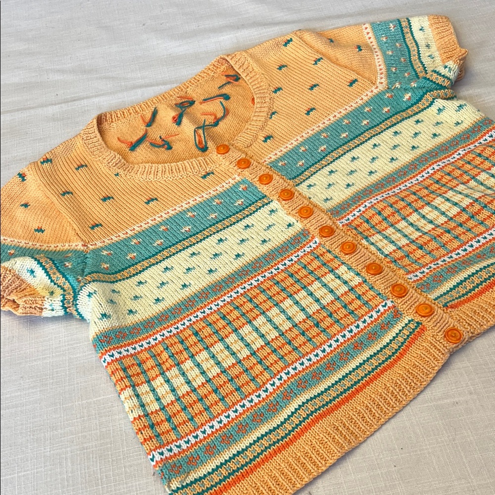 Colourful short sleeve Knit Cardigan